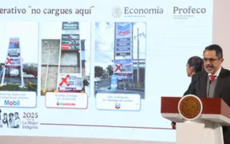 Profeco continuará exhibiendo a gasolineras abusivas con mantas de advertencia